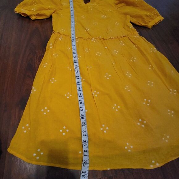 Vero Moda Yellow Prairie Dress Cotton Linen Lined Cottagecore Women's Small - Picture 8 of 14